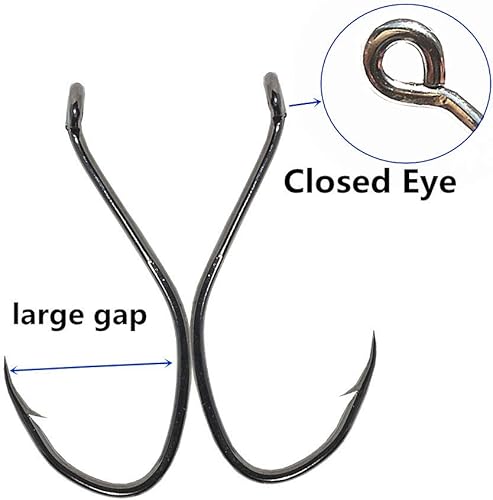 Miniatura 5 de Anzuelos de bagre Big River Bait Hook 25-50pcs de 1-100 anzuelo de pesca de agua salada Amplio hueco gancho de cabeza plana de caza grande