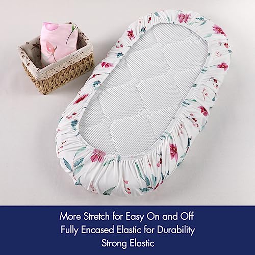 Image of Soarwg Kids Set of 2 Cot Sheets for Boys and Girls Oeko - Tex 100, Fits All Shapes of Crib Mattresses, Sheets for Cribs, Cover for a Cot Bed Flowers