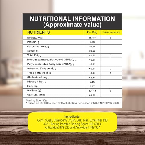 Image of 8:00 AM Corn Flakes Strawberry 300 Gram (Pack Of 3), Golden Corns & Strawberry, No Cholesterol, Trans Fat, Artificial Additives, Iron & Calcium, Crunchy & Nutritious Breakfast Cereal