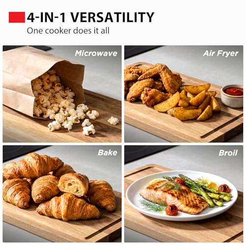 Toshiba Air Fryer Combo 4-in-1 Countertop Microwave Oven, Smart Sensor, Convection, Mute Function, Position Memory 13.6" Turntable, 1.5 Cu Ft, 1000W, Silver, ML-EC42P(SS) - Image 4