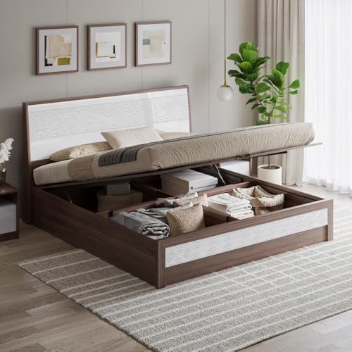 Image of Wakefit Bed | 3 Yr Warranty | King Size Bed, Comes with Hydraulic Storage, Noise-Free, Density: 680-750 kg /m, Termite & Borer Resistant, Fits Mattresses Up to 8 inches(Gibeon 78x72- Columbian Walnut)