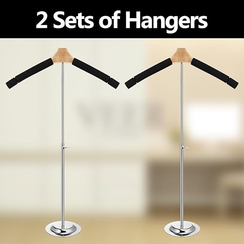 Miniatura 7 de Soporte de hombro flexible ajustable para adultos, 2 piezas, estante de exhibición de ropa colgante portátil, soporte de abrigo de ropa para