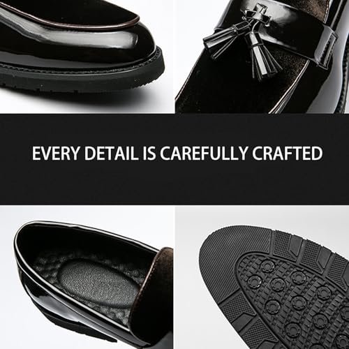 Men's Suede Chunky Heel Penny Loafers Classic Tassel Non-Slip Slip-On Business Wedding Formal Shoes Work Party Luxury Shoes3