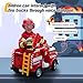 TOBBI Kids Ride on Fire Truck, Interactive Mode, Battery Powered Toddler Car with Shovel, Ladder, Fire Extinguisher, Flashing Lights, Red