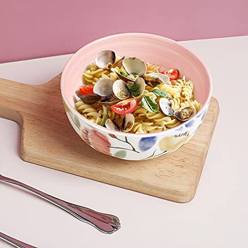 fanquare-24oz-Vintage-Floral-Salad-Bowls-Set-of-4-Pink-Porcelain-Ramen-Bowls-Kitchen-Serving-Bowls-6-Cereal-Bowls fanquare 24oz Vintage Floral Salad Bowls Set of 4 Pink Porcelain Ramen Bowls Kitchen Serving Bowls 6 Cereal Bowls