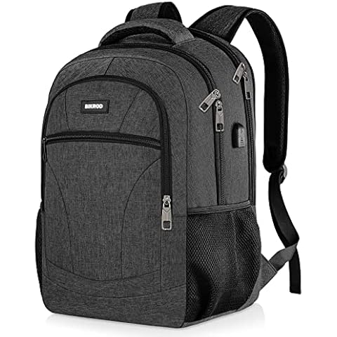 Backpack for Men and Women, Backpacks for School Teen Boys, Colleges Water Resistant Back Pack with USB Charging Port, Sturdy Computer Bag Gifts Fits 15.6 Inch Laptop, Black Cover