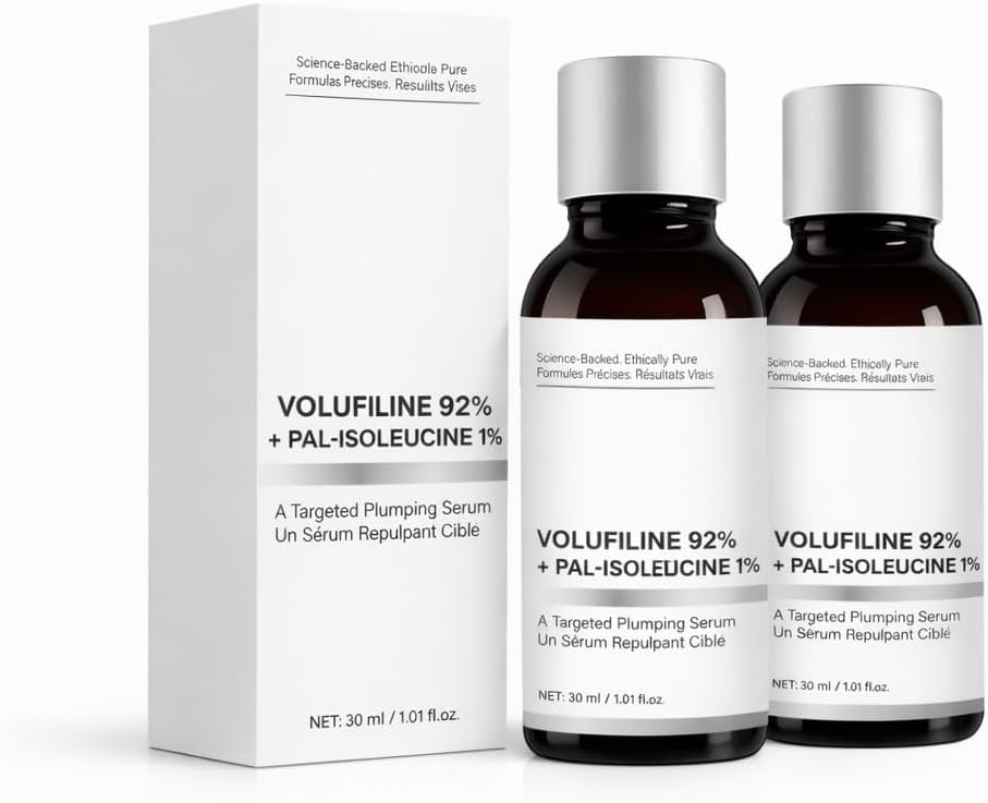 2PCS Volufiline 92% + Pal-Isoleucine 1% Plumping Serum – Niacinamide Face Serum for Hollow Cheeks, Fine Lines & Uneven Tone, Collagen Support with Centella, 30ml x2