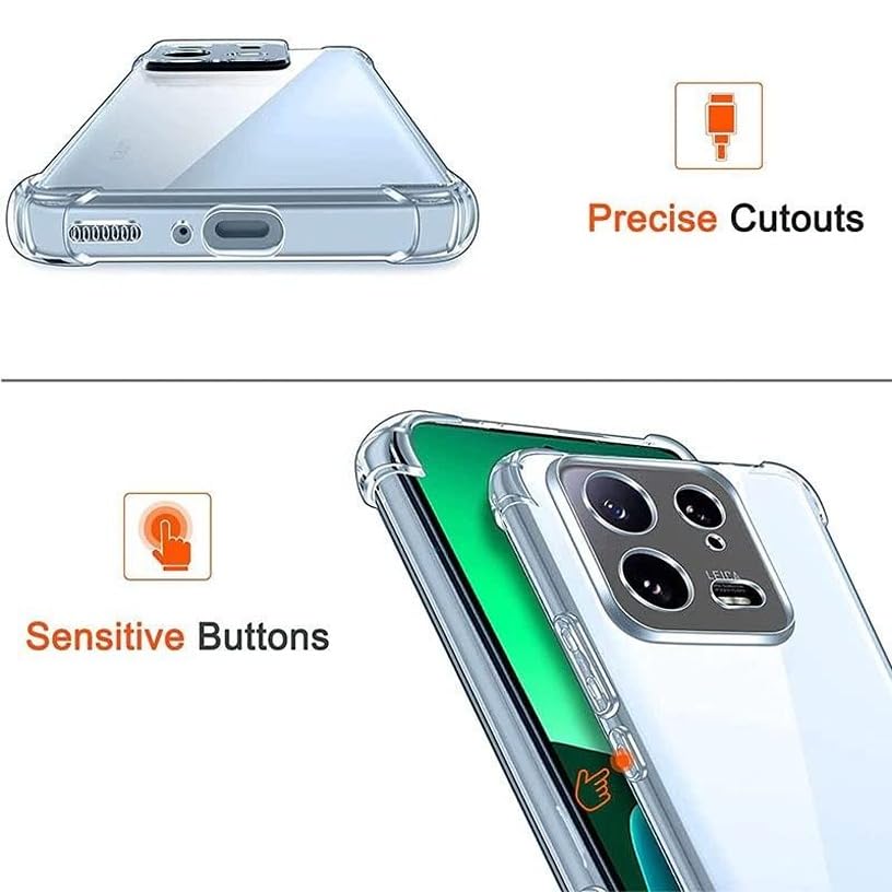 Image of BOXXO Flexible Back Cover for Xiaomi 13 Pro 5G | Back Cover Transparent Clear Shockproof Case Four Corner Protection | Slim Protective Mobile Phone Cover for Xiaomi 13 Pro 5G