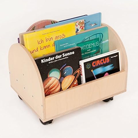 FLIXi Bücherkiste - Aufbewahrungsbox für Bücher aus Birkenholz mit Rollen - Platz für 20 Bücher - Holz Kiste Cover