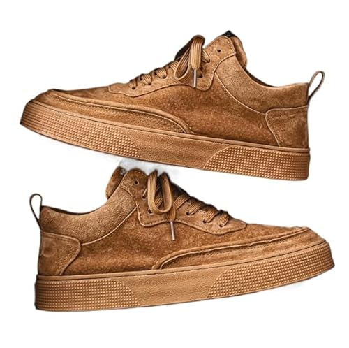 ODIPON Men's Fashion Walking Shoes Road Running Skateboarding Sneakers Fashion Sneakers (Khaki,6.5)