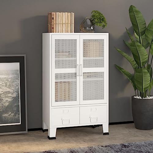 Nqyjm Baúl de almacenaje Industrial Metal Blanco 70x40x115 cm Almacenaje, para Pasillo Dormitorio Salón
