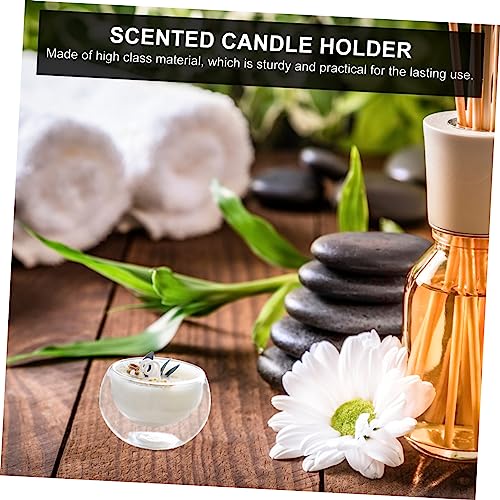 RORPOIR Candle Cup Clear Glass Tea Cups Glass Tea Mug Wood Decor Glass Menorah Dining Room Table Decor Glass Candle Wooden Candle Holder Terrariums Scented Candles Aromatherapy Crystal