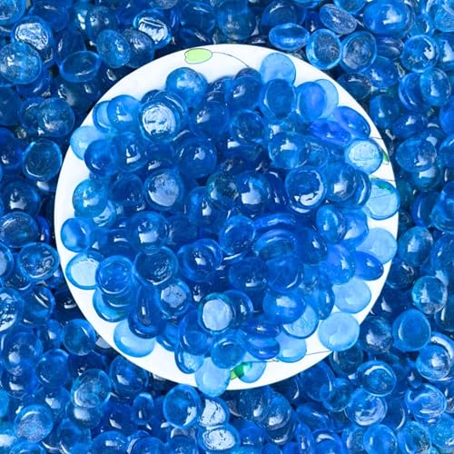 Image of Foodie Puppies Flat Glass Clear Stone (400gm, Sea Blue) (2cm - 2.5cm) for Aquariums, Fireplace, Firepit Glass for Indoor and Outdoor, Vase Filler, Hydroponics Plants, Home Decor, and DIY Craft