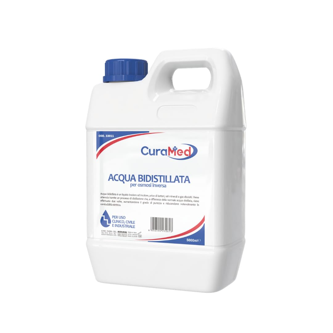 Cura Farma Acqua Bidistillata – Tappo A Vite con Sigillo di Sicurezza – 5lt – Originale