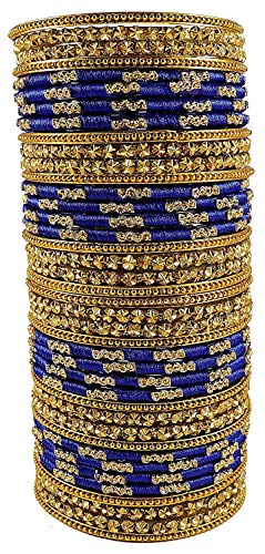 Image of NMII Acrylic (Plastic) With Silk Thread & Beads Studded Worked Glossy Finished Kada Set For Women and Girls
