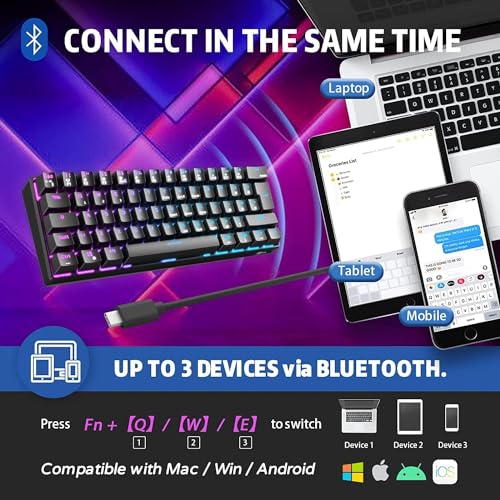 Kabellose mechanische Tastatur Rk Royal Kludge RK61 mit RGB-Beleuchtung