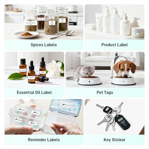 Image of ZEITEL Portable Mini Label Printer Machine 203DPI Wireless Pocket Label Maker for Home&Office Small Thermal Sticker Printer for Mobile Bluetooth Printers, with 1 Roll 14x40mm Lables,2 Year Warranty
