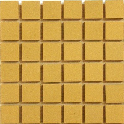 12mm Unglazed Porcelain 4mm Thick Yellow 4mm Thick so Mix with Our Other Mosaic Tiles. Very Easy to Cut. Mosaic tessari.
