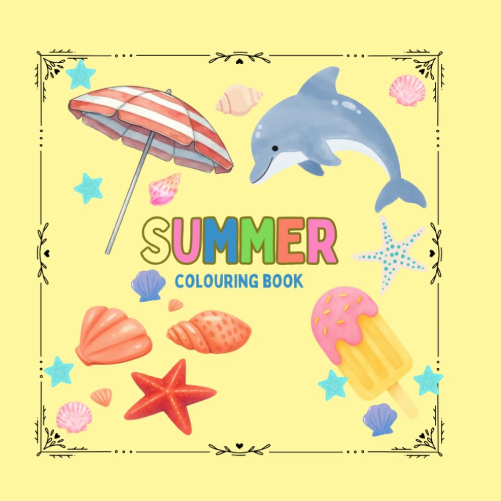 Summer Colouring Book: Malbuch Sommer Strand Urlaub Ferien Vokabeln englisch ausmalen