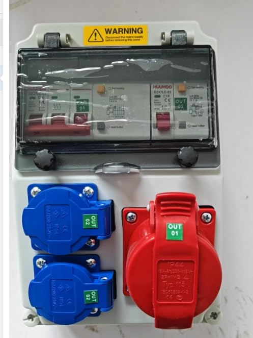 Rozdzielacz prądu IP66 z 2 gniazdami Schuko + CEE, FI+LS | Kompaktowy rozdzielacz z 2 gniazdami Schuko i 1 gniazdem CEE, ochroną FI i LS, połączeniami zaciskowymi i obudową IP66
