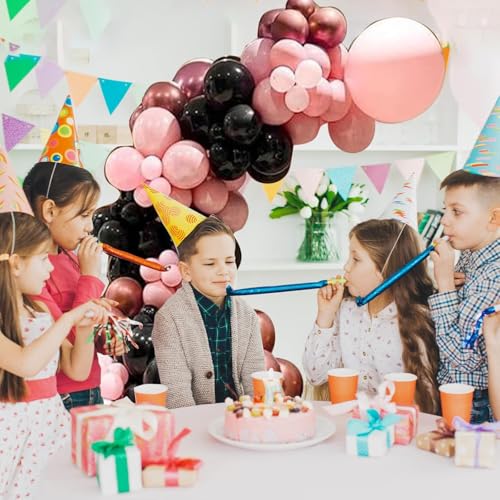 Image of AR Giftzadda Dusty Pink and Black Balloons 66 pcs Pink Rose Gold and Black Balloons Garland Kit for Welcome Wedding Birthday Anniversary Party Decorations (DP 1)