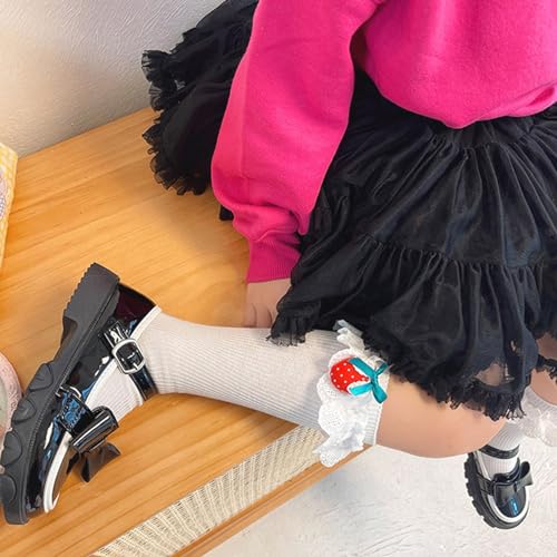 Embroidered Lace Ruffle Socks For Baby Girls Breathable Length Stackable Everyday Wear And Parties Trendy Girls3