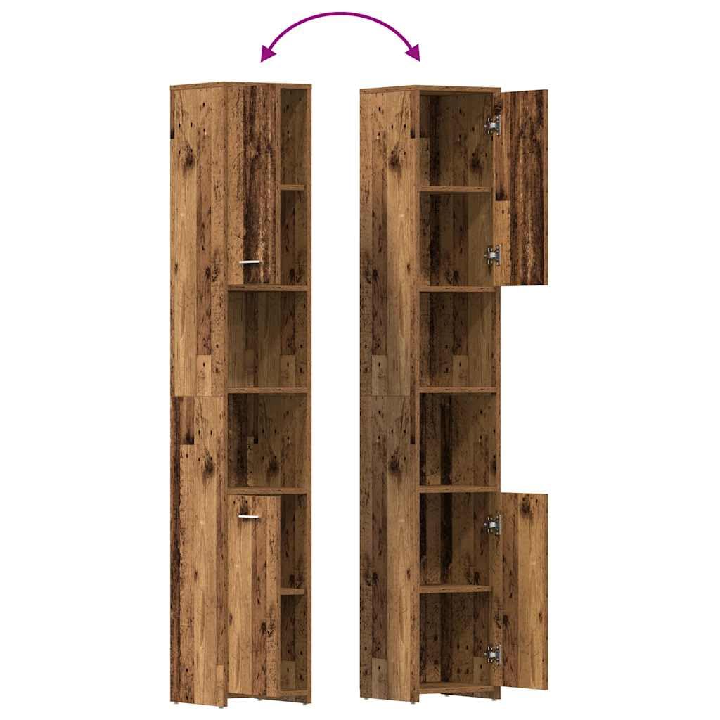 Mobile Colonna da Bagno 30x30x183,5 cm in Legno Tecnico | Armadietto alto salvaspazio per bagno e lavanderia con scomparti interni e dispositivo antiribaltamento.