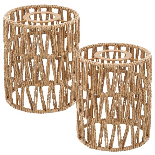Cnwinu Abat-jour en rotin, 2 pièces Abat-jour bohème brun, accessoire de remplacement pour lampe...