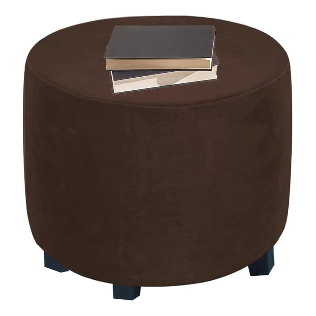 XGANGM Stretch Pouffe Footstool Cover Round Small Large/Extra large Velvet Ottoman Cover 30/30/33/37/40/45/50/55cm Storage Stool Chair Slipcover Custom Furniture Protector,Coffee,W45XH45CM