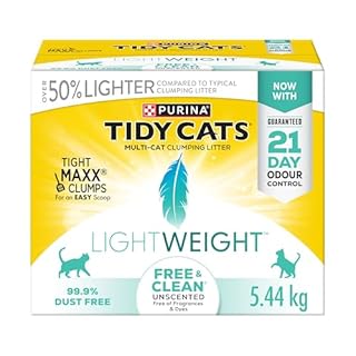 Tidy Cats Free & Clean Cat Litter, LightWeight Unscented Multi-Cat - 5.44 kg Box