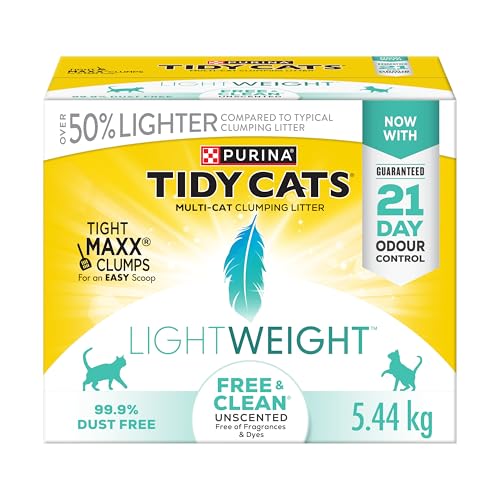 Tidy Cats Free & Clean Cat Litter  LightWeight Unscented Multi-Cat - 5.44 kg Box