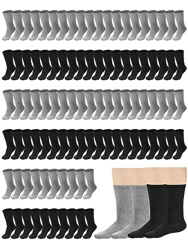 Suhine 50 Pairs Homeless Socks Men Crew Socks Bulk Soft Cotton Moisture Wicking Unisex Sport Tube Socks