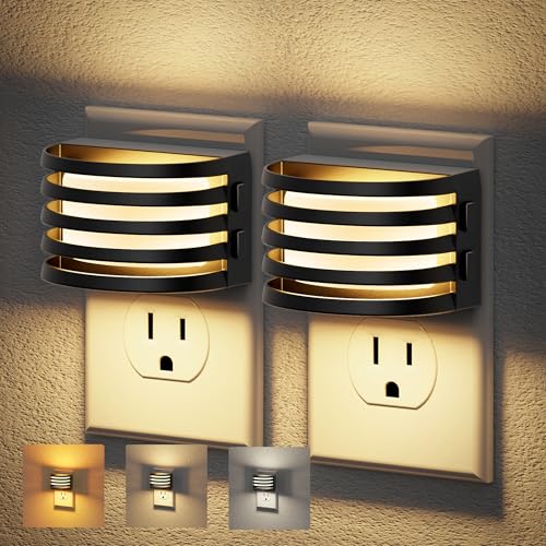 Image of JandCase LED Night Lights Plug into Wall, [2 Pack] Night Light with 3 Colors 3000K-5000K-Amber, 3 Level Brightness Adjustable Plug in Night Light, Dusk to Dawn Nightligts for Adults Bedroom Bathroom
