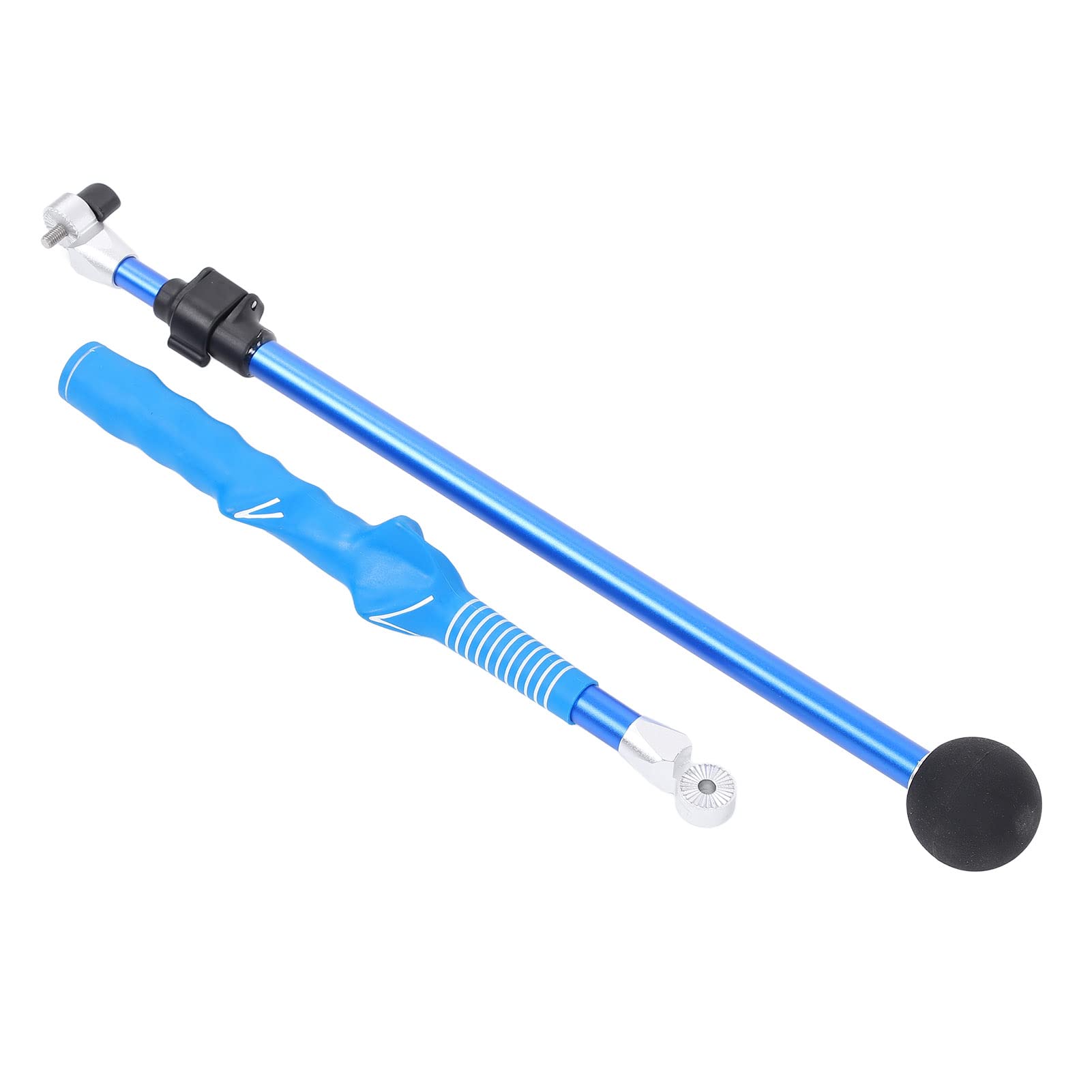Entrenador de Swing de Golf telescópico para Exteriores, ejercitador de la posición Correcta de Las Manos con empuñadura de Goma Antideslizante, Palo de Swing Plegable de Aluminio (Azul)