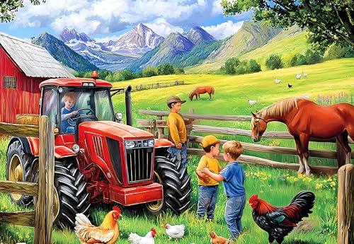 500 Piece Puzzles for Adults, Farm Animal Puzzles 500 Pieces, Recycled Cardboard Horse Puzzle 500 Piece, Great Gift for Family Friends, 20.5 x 15 in