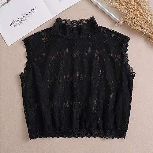 2pcs Women's Lace Fake Collar Detachable Dickey Collar Half Shirts False Collar White Black2