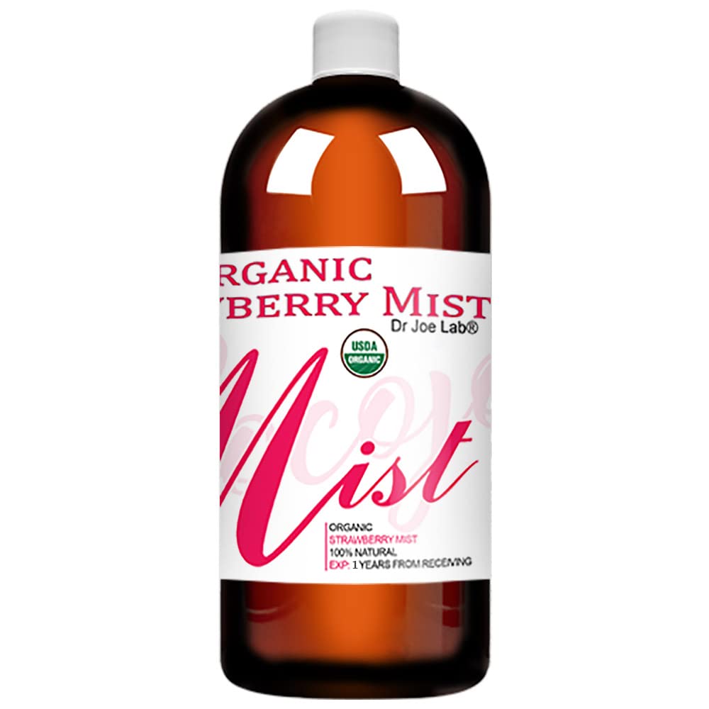 Dr Joe Lab USDA Organic Strawberry Mist For Skincare - Face Spray - Moisturize All Skin types - Pillow Relaxation - Soothing & Relaxing - Pure Oil & Glycerin Spray (32 oz)