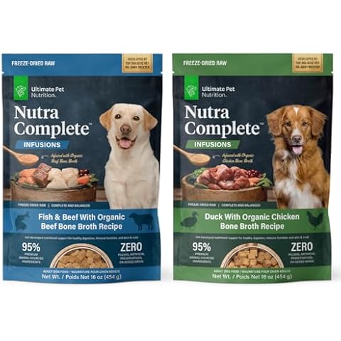 ULTIMATE PET NUTRITION Nutra Complete Bone Broth Infusions, 100% Freeze Dried Veterinarian Formulated Raw Dog Food with Antioxidants Prebiotics and Amino Acids, 16oz Duo Bundle Cover