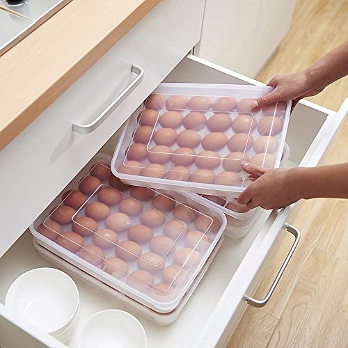 2Pcs 60Eggs Covered Egg Holder,Plastic Refrigerator Egg Trays,Stackable Egg Storage Containers For Deviled Egg(60 Eggs) #TOP6