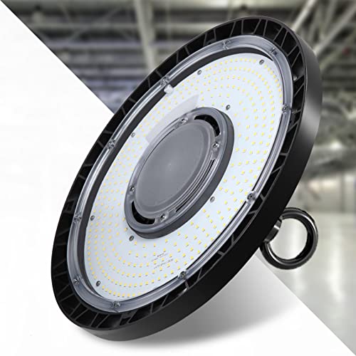 Get Popular Offer EHH UFO LED High Bay Light 150W 21,000lm 1-10V Dimmable 5000K UL/DLC with Plug and Safe Rope, IP65 Waterproof Suitable for Warehouse Barn Workshop Factories