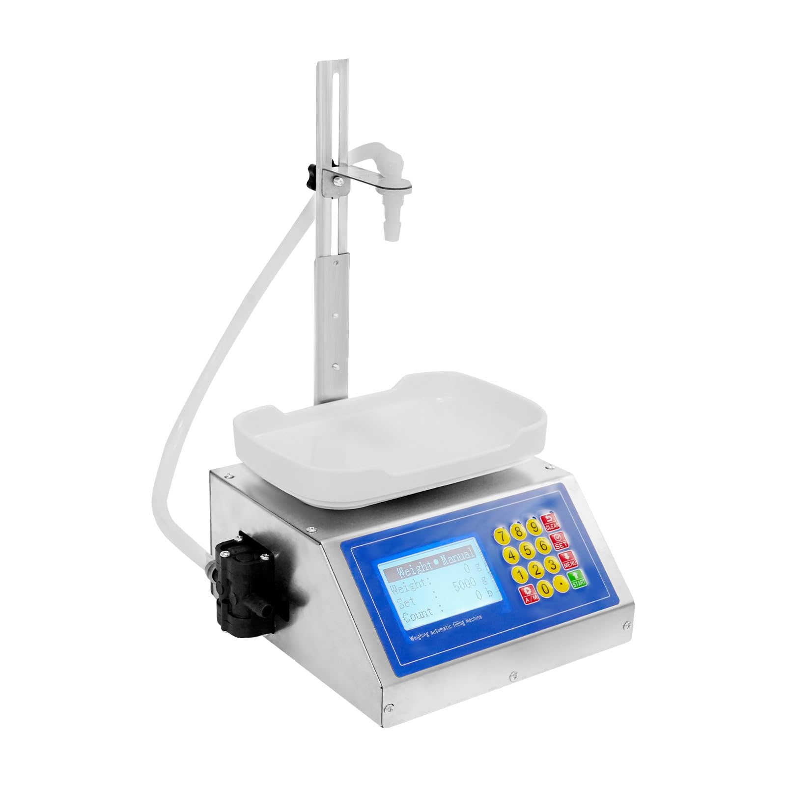 Riempitrice digitale 220 V, impianto di riempimento liquido con pompa a membrana e LCD, capacità 8 g-3 kg, altezza di riempimento 0-32 cm, per liquori, miele, olio, cosmetici, detergenti
