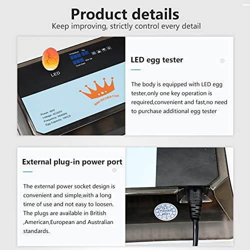 Küken-Ei-Inkubator, Enten-Ei-Inkubator für 15 Eier, vollautomatischer Hatcher, Geflügel-Brutmaschine, Egg Hatcher… – Bild 5