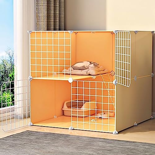 猫用ケージ DIY 猫用プレイサークル 折りたたみ式ペットケージ ワイヤーケンネルクレート 組み立て簡単 キャッタリー 子犬、子猫、モルモット、フェレット、チンチラ、ウサギに適しています 1~2℃の運動場所に最適