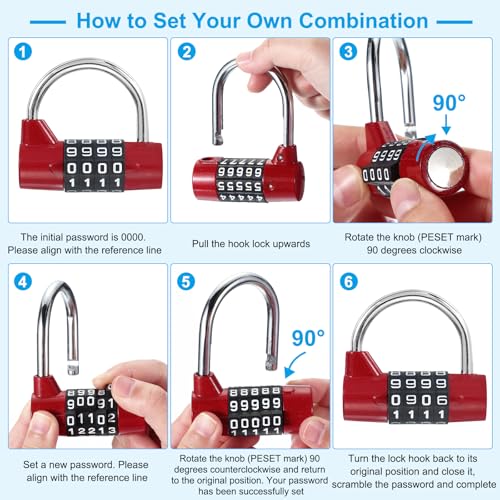Image of PATIKIL Combination Padlock, 5 Digit Gym Locker Lock Alloy Steel Password Safety Padlock Keyless for Sports Locker Fence Toolbox Case Drawer, Blue