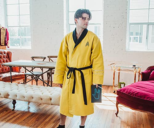 Robe Factory Star Trek: The Original Series Waffle-Weave Cotton Adult Bathrobe | Gold Command4