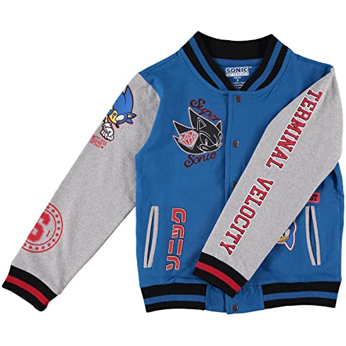 SEGA Boys' Sonic The Hedgehog Varsity Jacket- Sonic, Tails, Shadow and Knuckles Little Boys Sizes 4-73