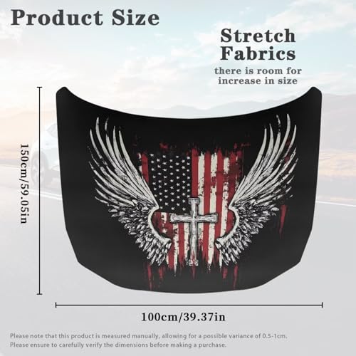 Image of Cross Eagle American Flag Car Hood Cover Sunshade Windshield Hood All Season Protection Outdoor Foldable Protective Cover, Universal for Cars