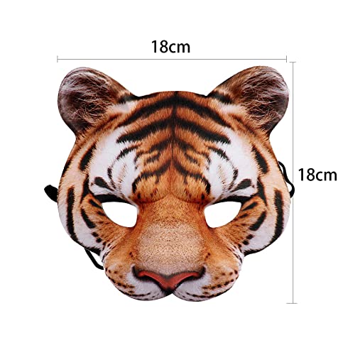 Halloween Animal Mask Tiger & Pig Half Face Realistic Print with Elastic Band Funny Mask for Men Women Dress up Cosplay Jungle Theme Party Show Easter Costume Supplies Accessory(One size) - Image 4