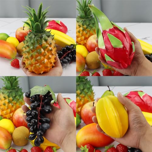 Ginojex QW-113 Artificial Fruit 16 Pcs Mixed Fruits Set Foam Fake Pineapple Pitaya Lemon Grape Kiwifruit thumb #5