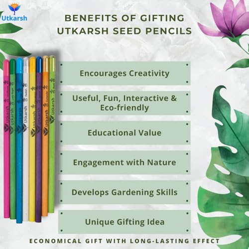 Image of UTKARSH Plantable Seed Pencils - Pack of 25 | Eco Friendly Pencils Made from Recycled Paper | Unique Return Gift for Kids, Birthday Parties & Corporate Events